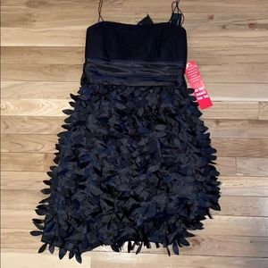 Strapless feathered mini dress